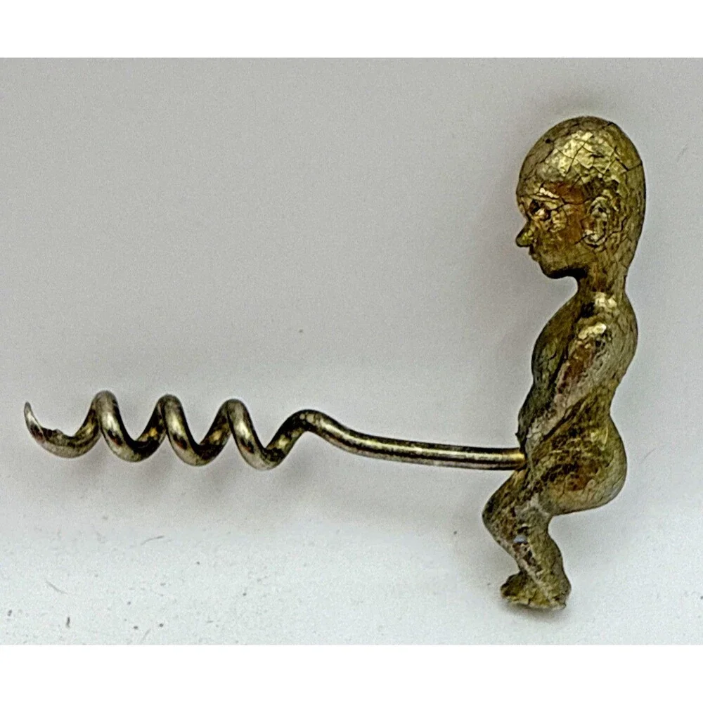 VINTAGE Phalic Alien Corkscrew Wine Bottl Opener Red Eye Metal 3